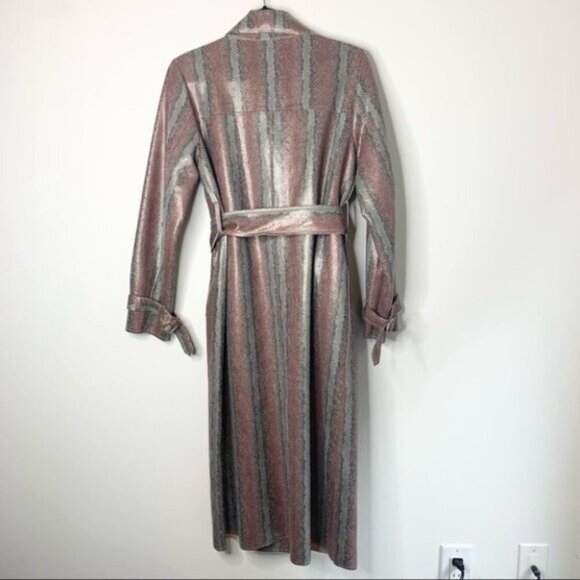 Laffaire Snakeskin Print Long Trench Coat Double Breasted  Button Belted Medium - Picture 9 of 12